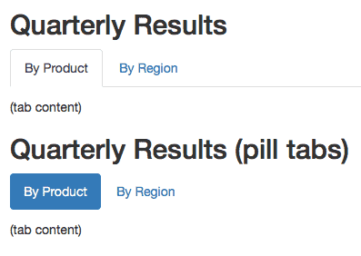 Traditional tabs and pill tabs on an HTML page.
